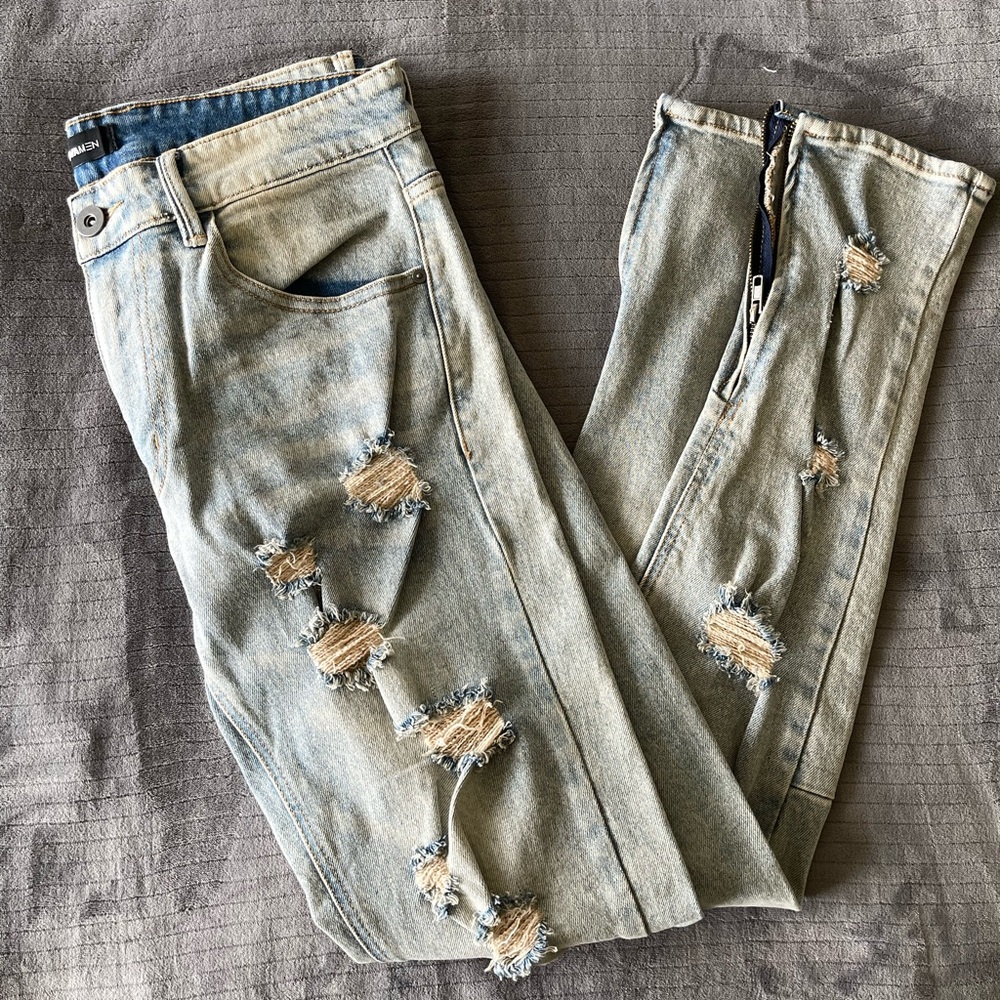 Men’s Skinny Distressed Flared Jeans